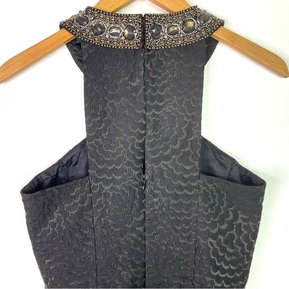 Trina Turk Black Halter Dress Jewels Gold 2 - Picture 7 of 11